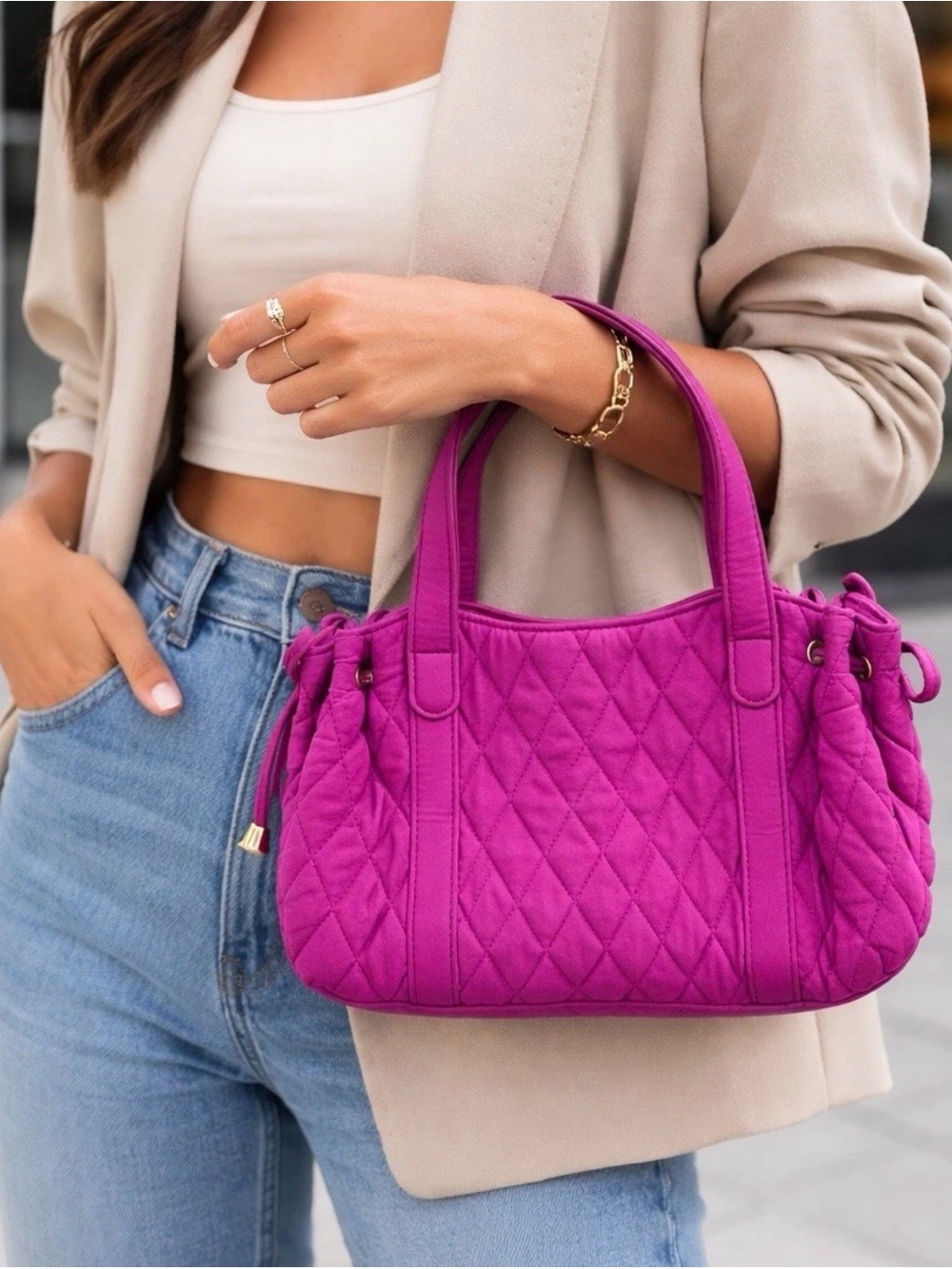 Vera Bradley Margie Quilted Handbag Magenta Purple Shoulder Bag